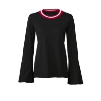 Feinstrickpullover, schwarz-rot