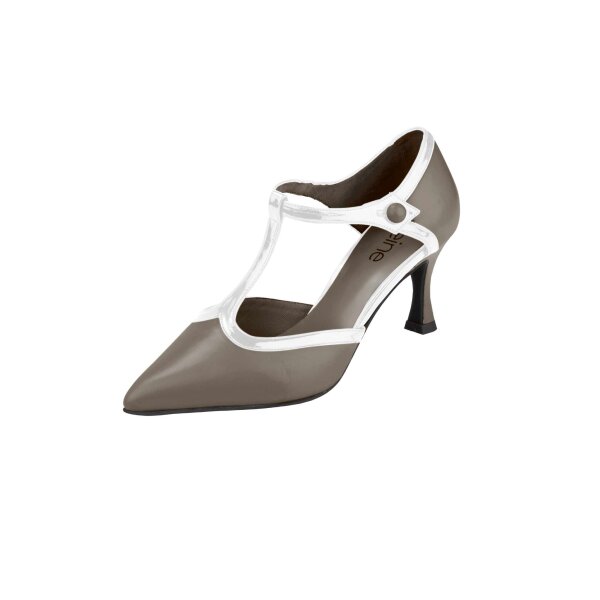 T-Spangenpumps, taupe-weiß