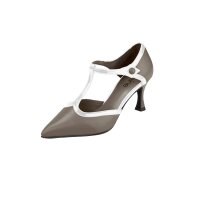 T-Spangenpumps, taupe-weiß