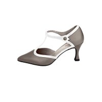 T-strap pumps, taupe-white