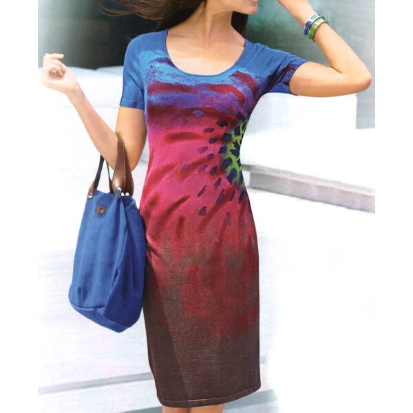 Knit dress, blue-red-multicolour