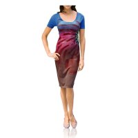 Knit dress, blue-red-multicolour