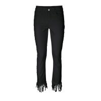 Designer-Röhrenjeans m. Fransen, schwarz
