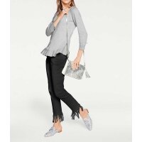 Designer-Röhrenjeans m. Fransen, schwarz