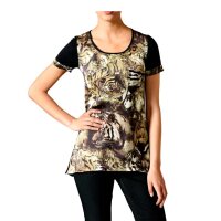Animalprint-Shirt, schwarz-goldfarben