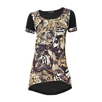 Animalprint-Shirt, schwarz-goldfarben