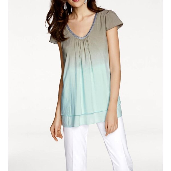 Designer-Blusenshirt, taupe-mint