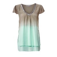 Designer-Blusenshirt, taupe-mint