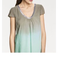Designer-Blusenshirt, taupe-mint