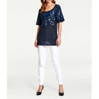Designer-Paillettenpullover, nachtblau