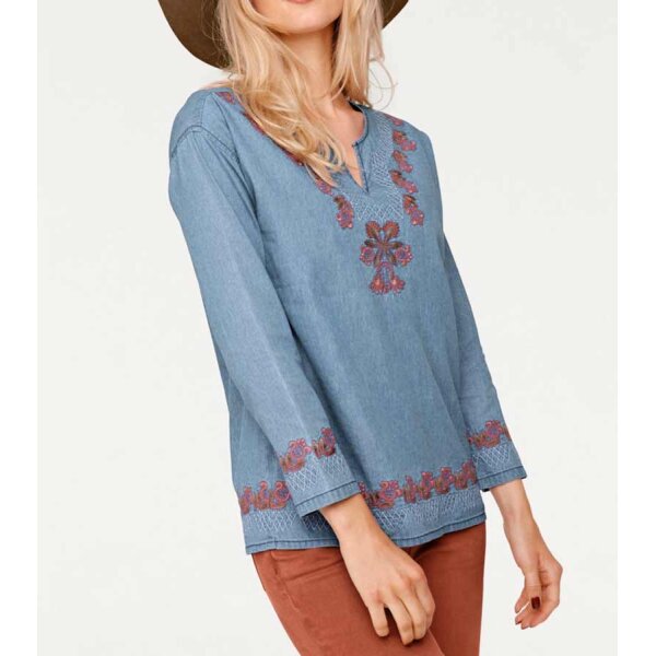 Embroidered tunic, blue