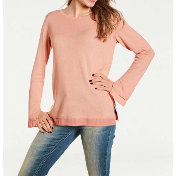 Designer-Pullover m. Chiffon, lachs