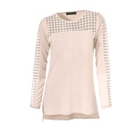 Designer-Pullover m. Spitze, sand