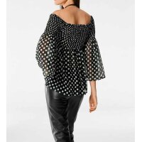 Carmen blouse, black-ecru