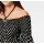 Carmen blouse, black-ecru