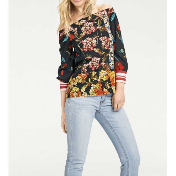 Druckbluse, bunt