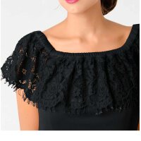 Designer-Carmenkleid m. Spitze, schwarz