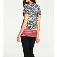 Designer-Druckbluse, weiß-schwarz-rot
