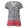 Designer-Druckbluse, weiß-schwarz-rot