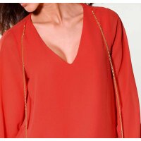 Designer-Chiffonbluse m. Ketten, koralle