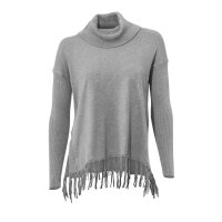 Turtelneck with fringes, grey blend