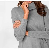 Designer-Rollkragenpullover, grau-melange