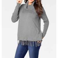 Designer-Rollkragenpullover, grau-melange