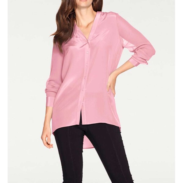 Silk blouse with chiffon sleeves, rosé