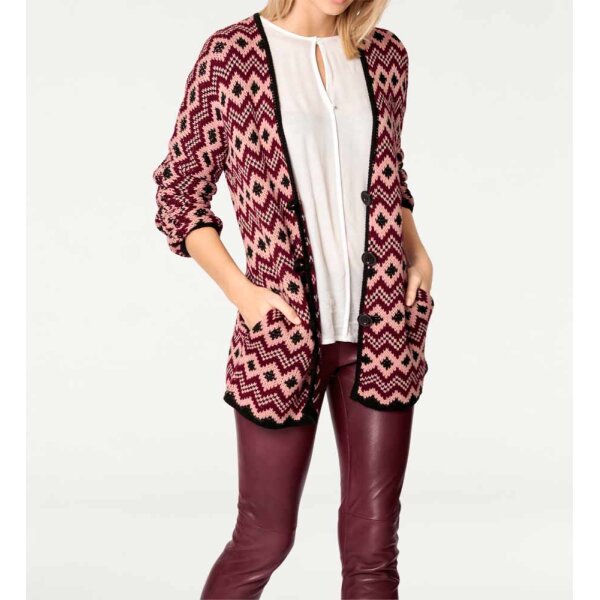 Designer-Strickmantel, rosa-bordeaux