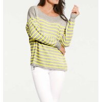 Designer-Kaschmirpullover, grau-gelb
