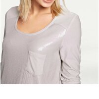 Designer-Paillettenshirt, ecru-hellgrau