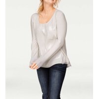 Designer-Paillettenshirt, ecru-hellgrau