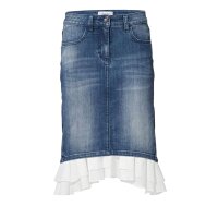 Denim skirt with flounces, blue-white