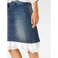 Denim skirt with flounces, blue-white