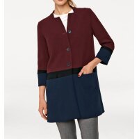 Designer-Patchmantel, bordeaux-navy