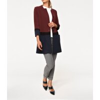 Designer-Patchmantel, bordeaux-navy