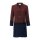 Designer-Patchmantel, bordeaux-navy