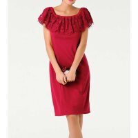 Designer-Carmenkleid m. Spitze, rot