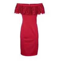 Designer-Carmenkleid m. Spitze, rot