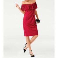 Dress with lace, red