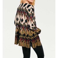 Druckstrickjacke, schwarz-tabak