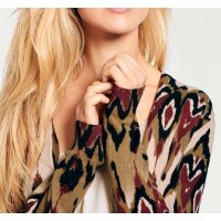 Druckstrickjacke, schwarz-tabak