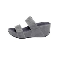 Pantolette m. Strass, grau