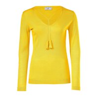 Fine knit sweater with tassles, yellow