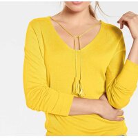 Feinstrickpullover m. Quasten, gelb