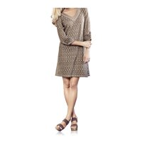 Spitzenkleid m. Pailletten, taupe
