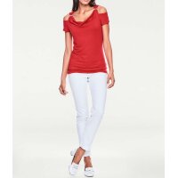 Designer-Wasserfallshirt m. Strass, rot