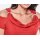 Designer-Wasserfallshirt m. Strass, rot