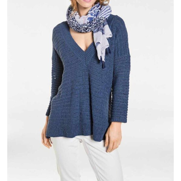 V-Pullover, jeansblau