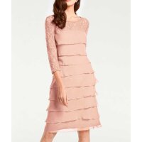 Designer-Spitzen-Chiffonkleid, rosé